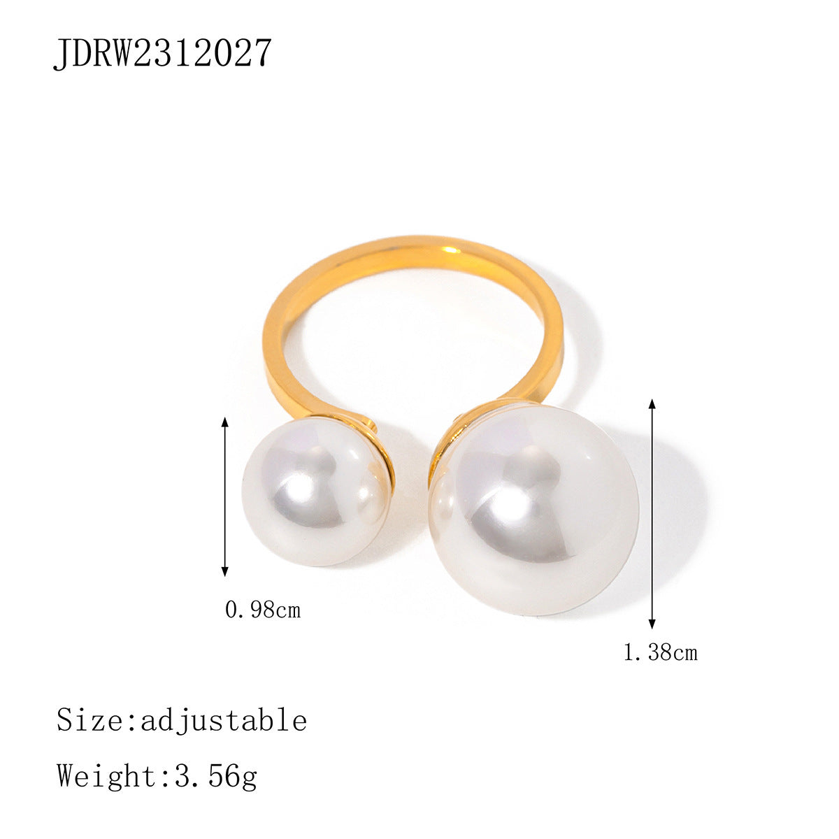 European And American Stainless Steel Pearl Eye-catching Ring High-grade Ins