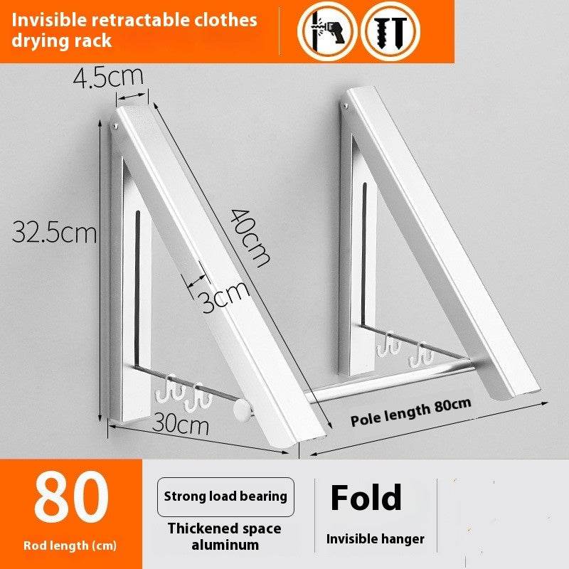 Punch-free Space Aluminum Foldable Invisible Folding Retractable Wall Hanger for Waterproof Hanging Underwear Coat Hanger - Velora