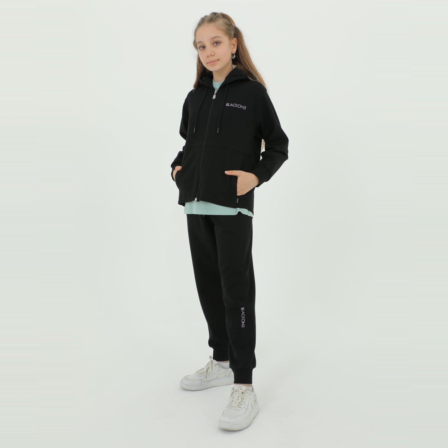 Zip-Up Hoodie Girls Jogger Set