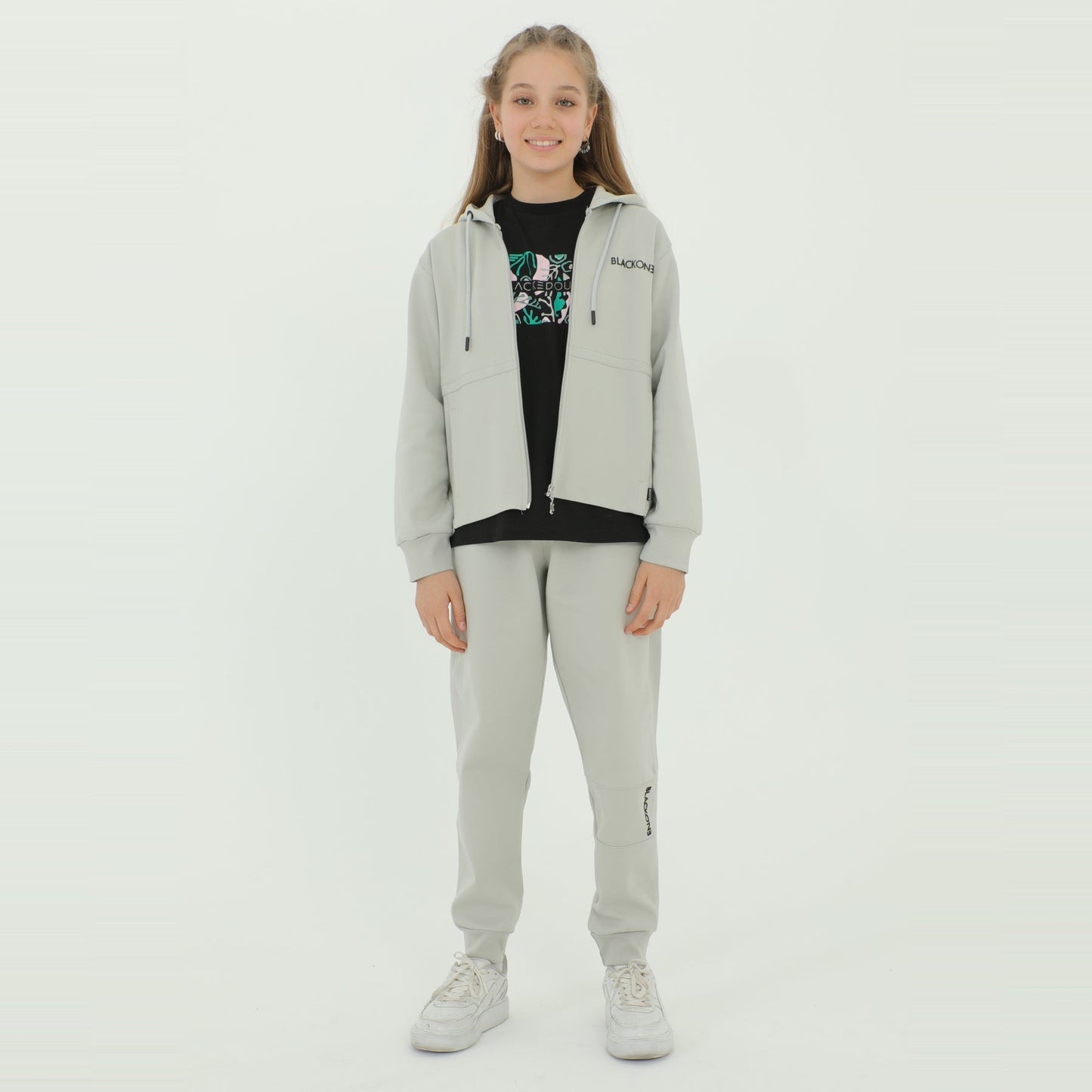 Zip-Up Hoodie Girls Jogger Set