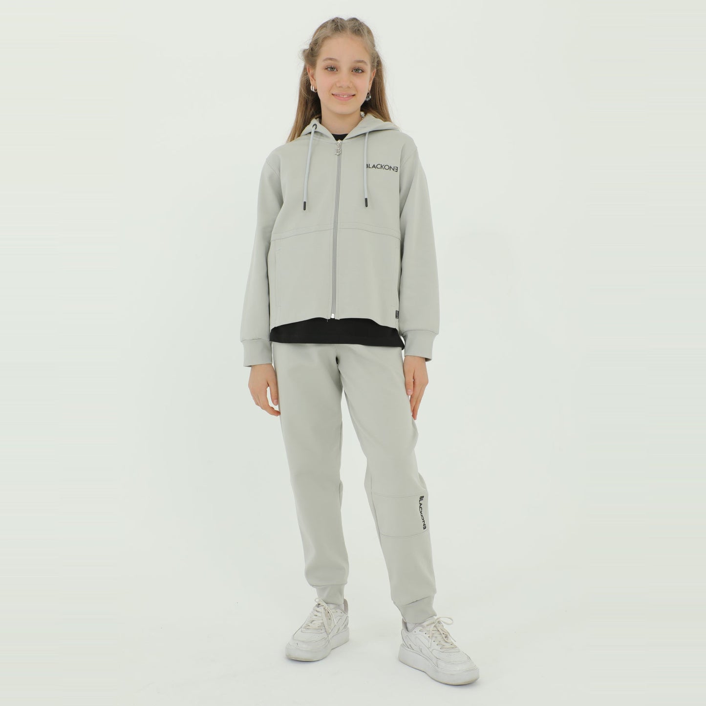 Zip-Up Hoodie Girls Jogger Set