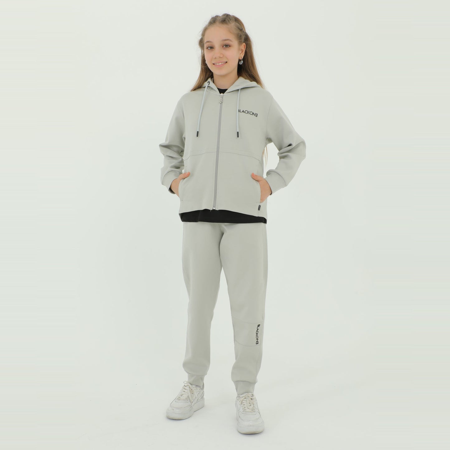 Zip-Up Hoodie Girls Jogger Set
