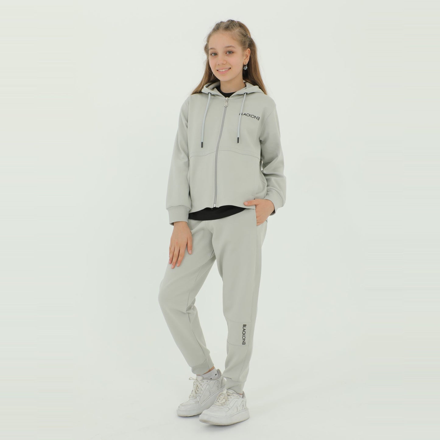 Zip-Up Hoodie Girls Jogger Set