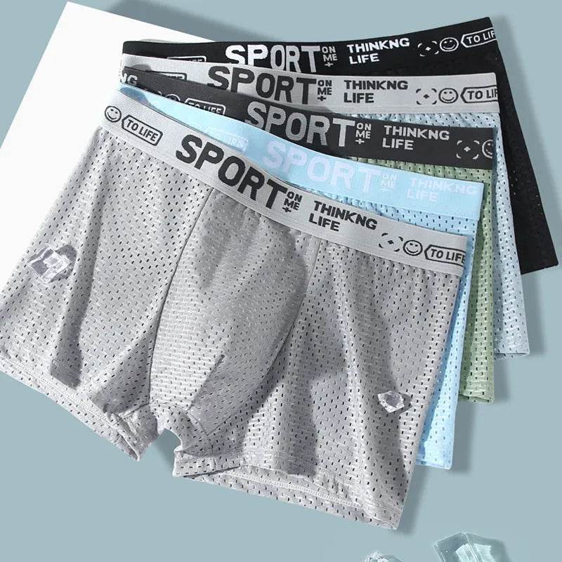Men's Underwear Mid Waist Mesh Ice Silk Mesh SPORT Boxer Brief - Velora