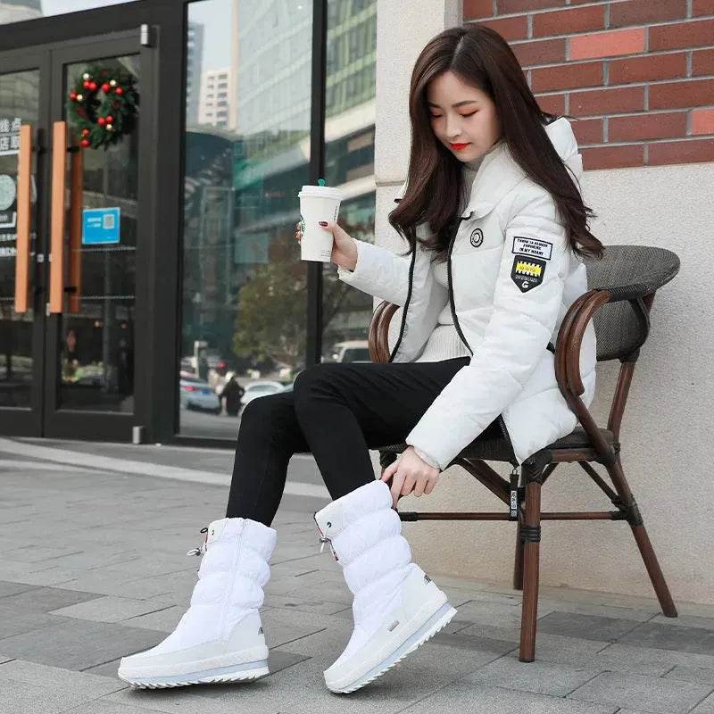 Winter boots New Plus Velvet Thick Cotton Shoes Thermal Middle Tube Waterproof Non-slip Boots - Velora