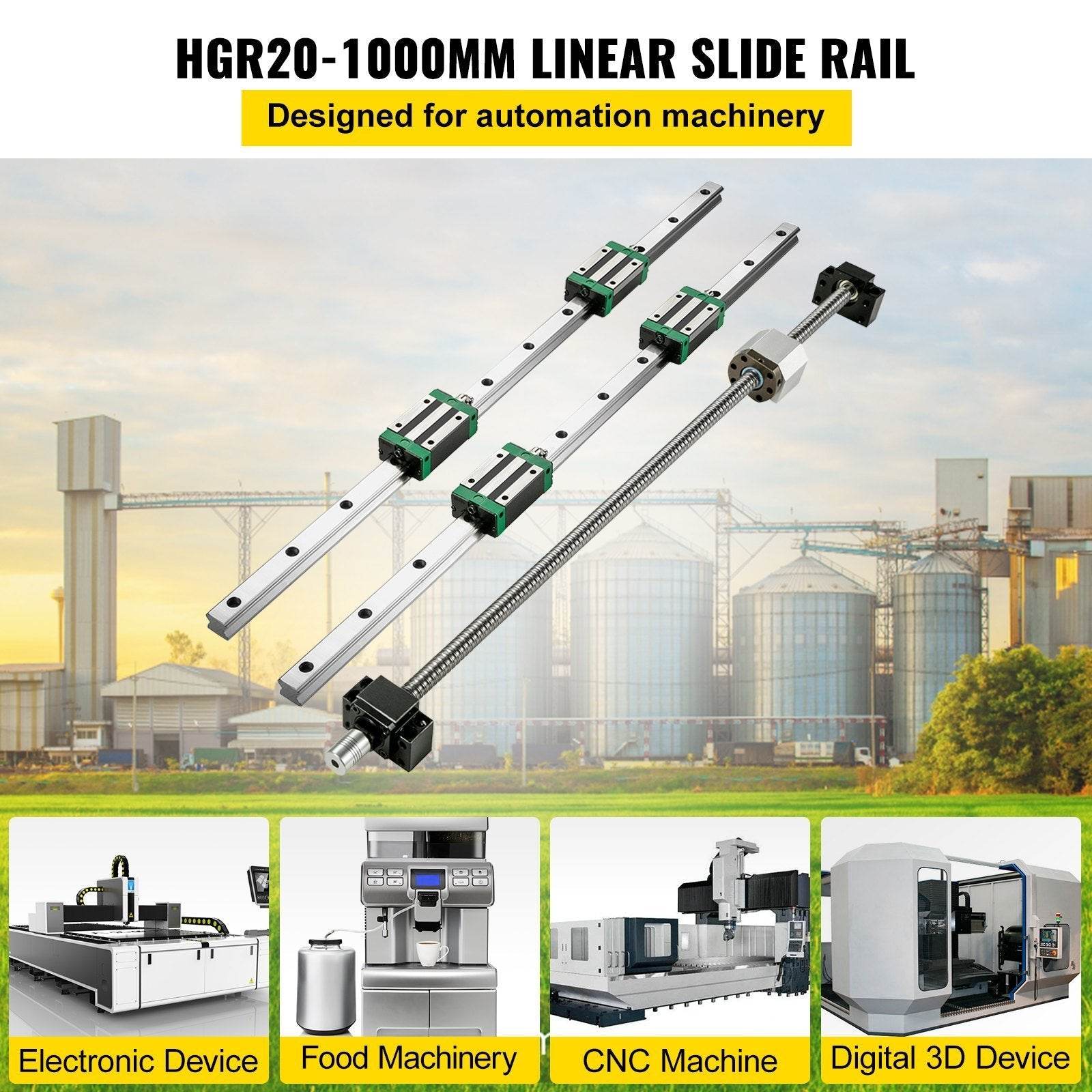 1Pcs RM1605-1000mm Ballscrew With BF12 BK12 Kit, Coupling, Slide Blocks Linear Guide Rail Set For DIY CNC Routers Lathes Mills - Velora