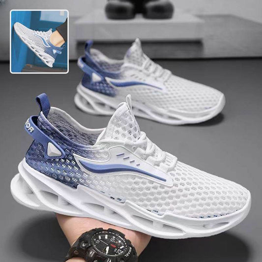 Men's Lace-up Sneakers Mesh Sports Shoes Fashion Hollow-sole Low Top Running Shoes - Velora