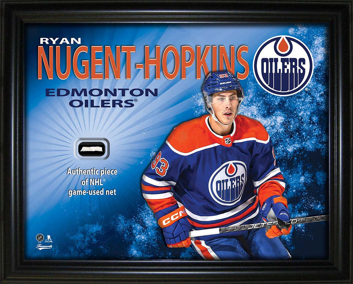 Ryan Nugent-Hopkins 16x20 PhotoGlass Frame with Authentic NHL Game-Used Net – Edmonton Oilers Frameworth Sports Marketing
