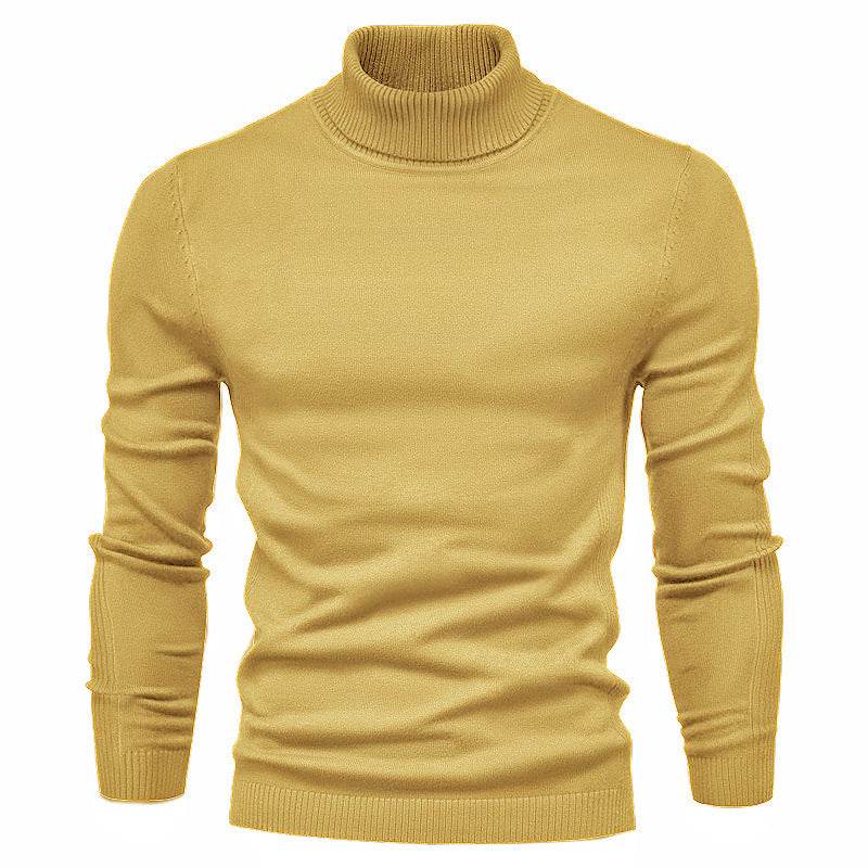 Men's Solid Color Slim Pullover Turtleneck Sweater Winter Casual Tops Clothing - Velora