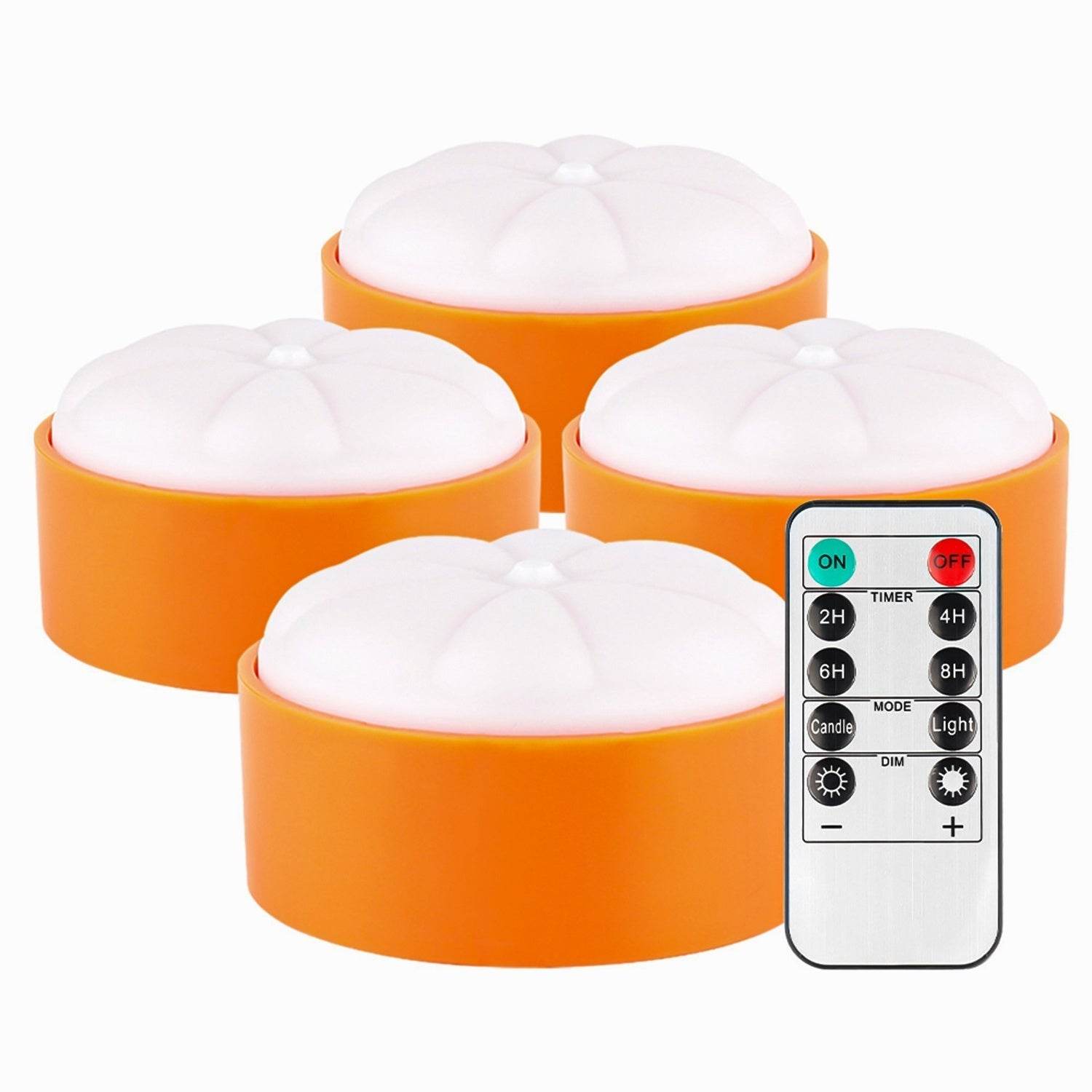 4 Pack Halloween LED Pumpkin Lights Battery Operated Halloween Decoration Lights With 2 Light Modes 4 Timer Setting Remorte Control For Party Pumpkin Decor - Velora