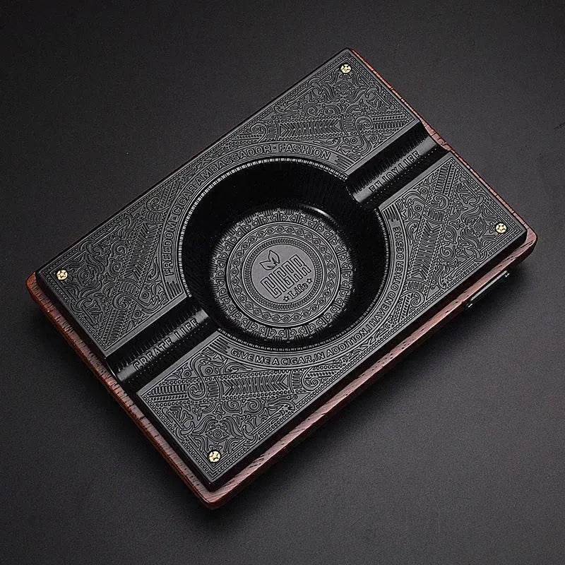 Luxury Wooden Metal Alloy 4 slots Cigar Ashtray - Velora