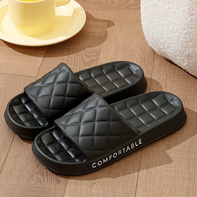 Men's Home Slippers With Plaid Design Soft-soled Silent Indoor Floor Bathing Slippers Women House Shoes Summer - Velora