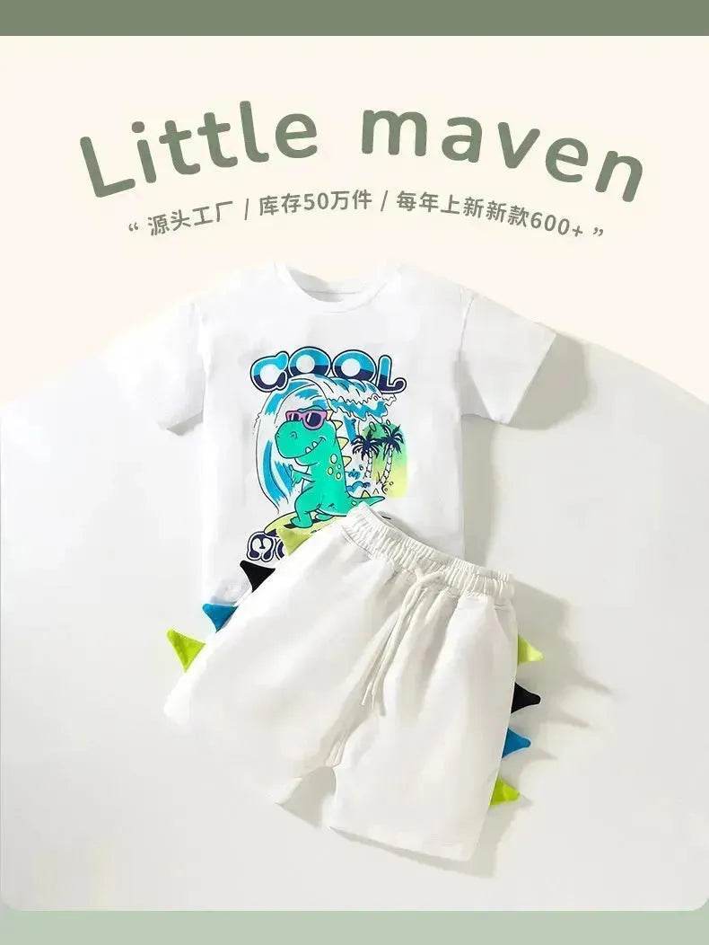 Boys' Short-sleeved Cartoon Cute Short Sleeve Shorts Two-piece for boys - Velora