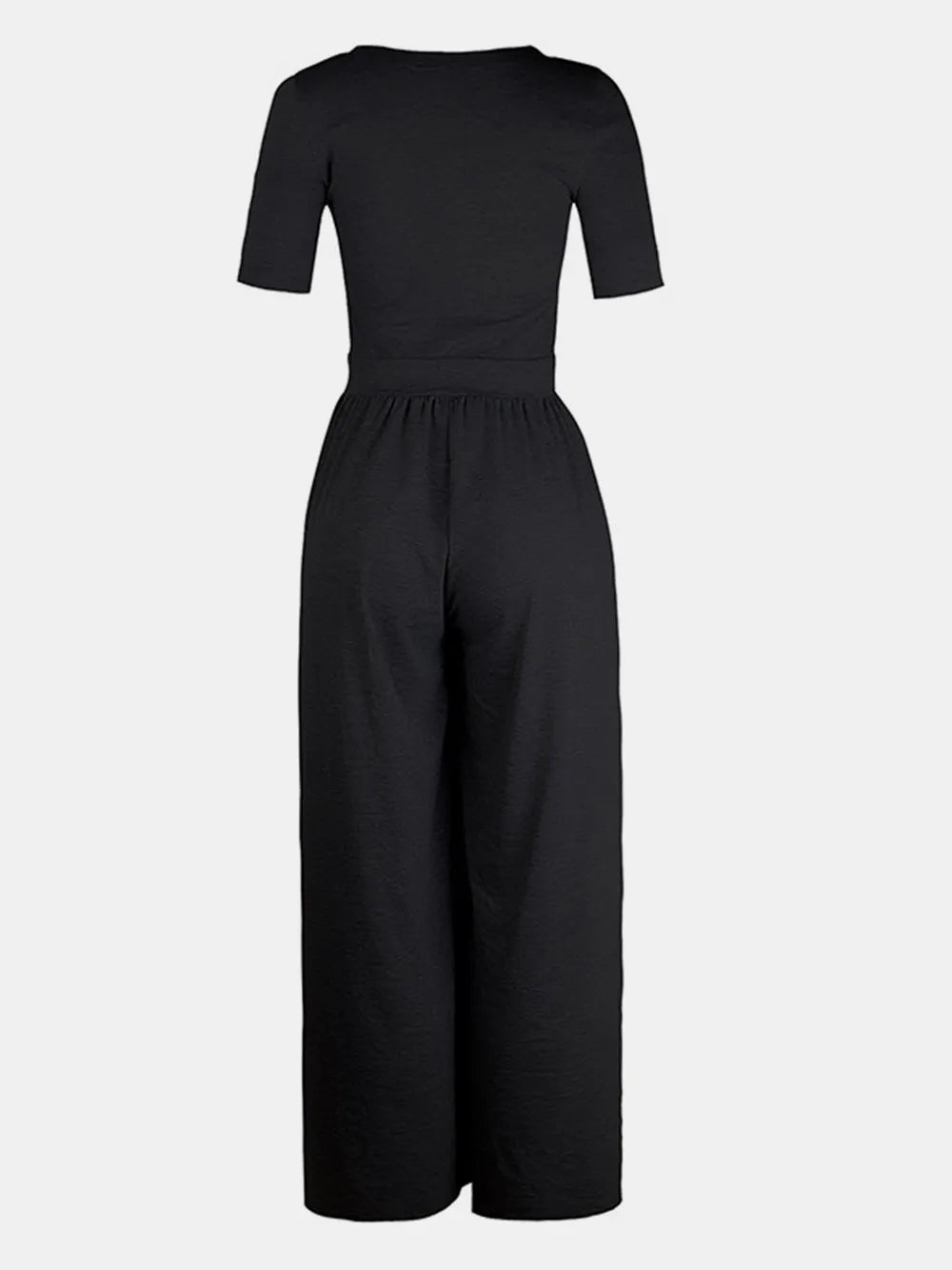 Scoop Neck Short Sleeve Jumpsuit - Velora