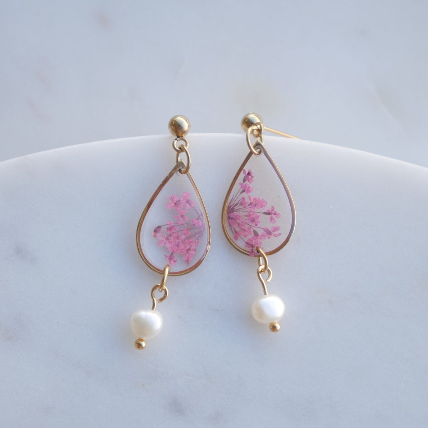 Boucles d’oreilles Perla - Estelle rose - goute (moyen) - Velora