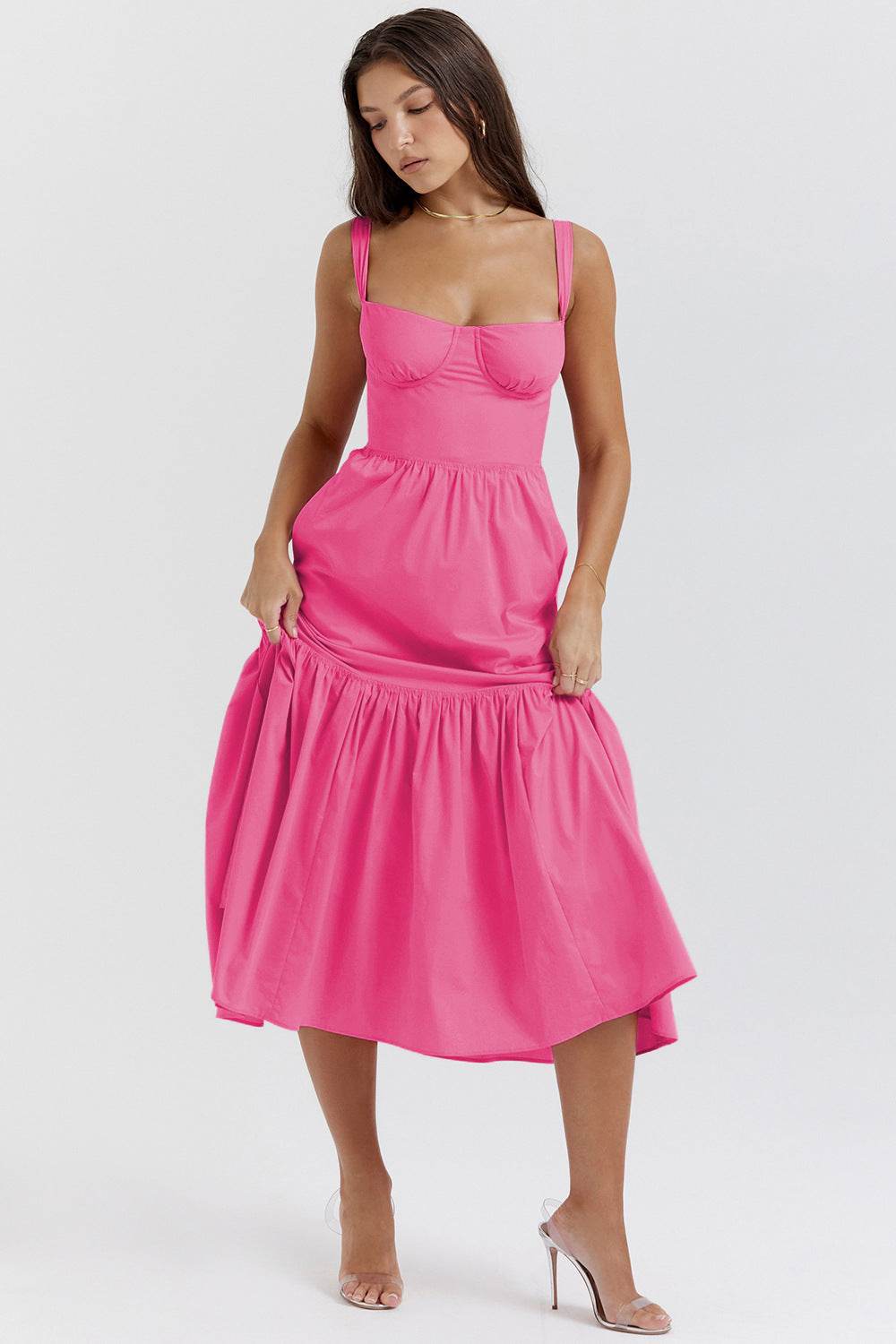 Spring And Summer Comely Pastoral Style Sling Floral A Swing Cake Dress - Velora