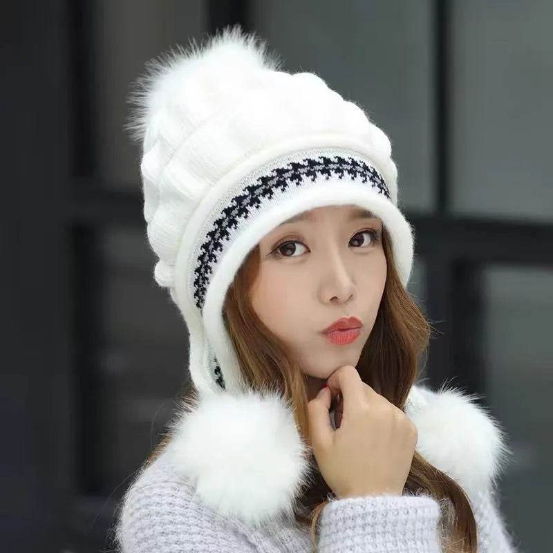 Women Cozy Knit Fleece-Feel Beanie With Ear Flaps Winter Hat Perfect For Skiing & Outdoor Activities - Velora