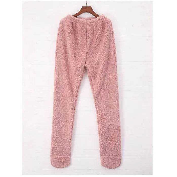 Women Coral Fleece Socks Leggings Winter Warm Sleepwear Ankles Knees Guard Women Home Pants Thick Pajamas Pant - Velora