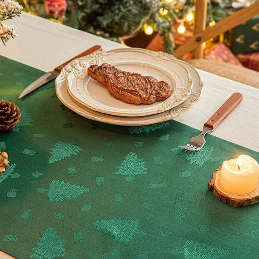 Christmas Table Runner Dark Jacquard Dining Table - Velora