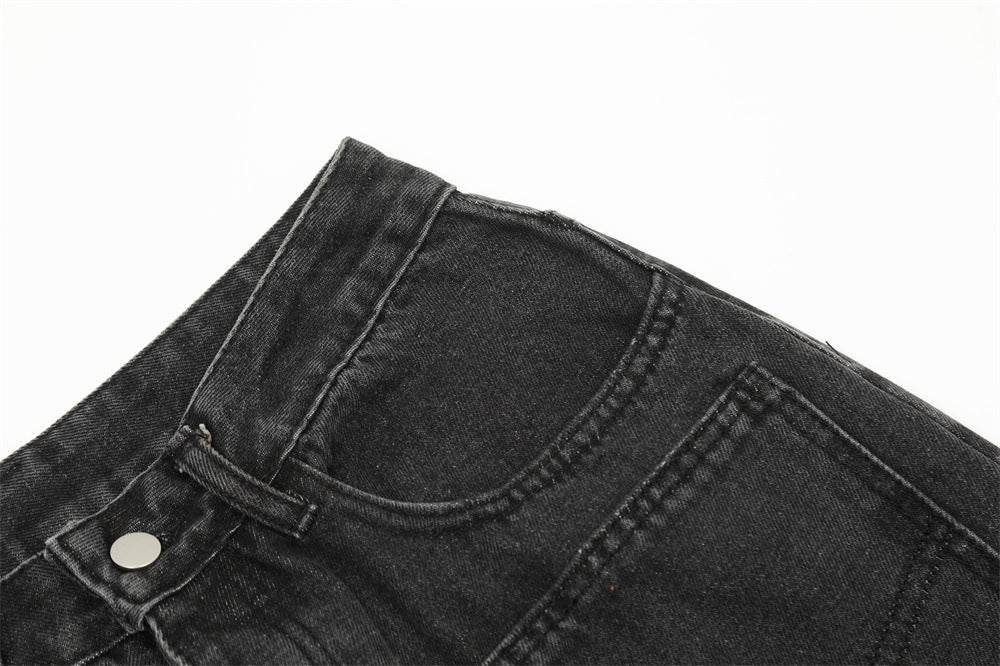 Pocket Design Loose Denim Straight-leg Trousers Men Jeans