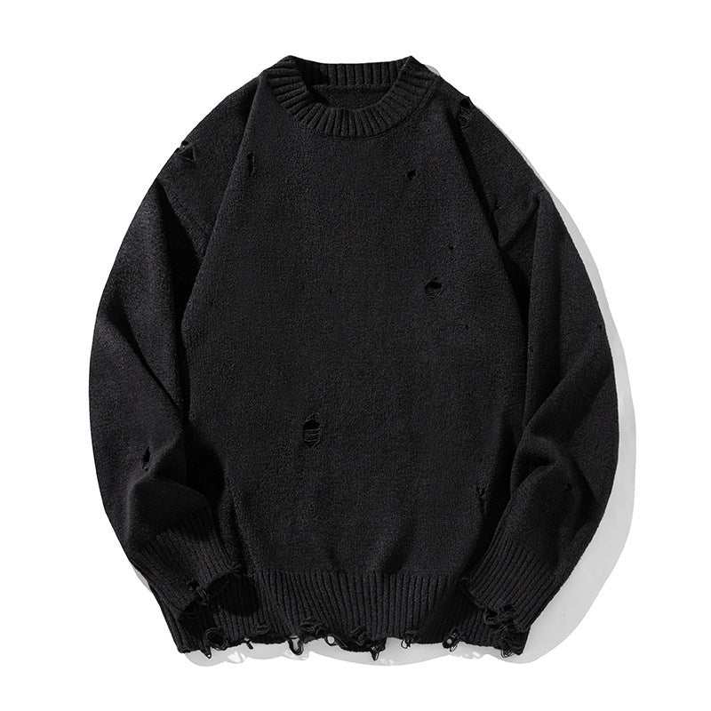 Irregular Hollow-out Ripped Chenille Velvet Sweater