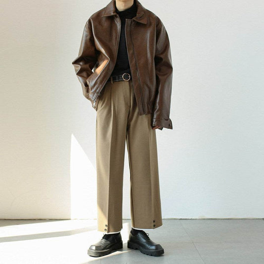 Men's Retro Short Personalized Leather Coat - Velora