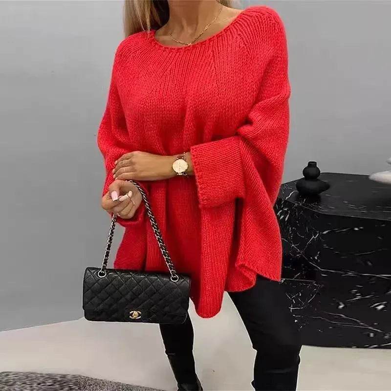 Oversized Fashion Knitted Fleece Pullover Sweater tops for Fall Winter - Velora