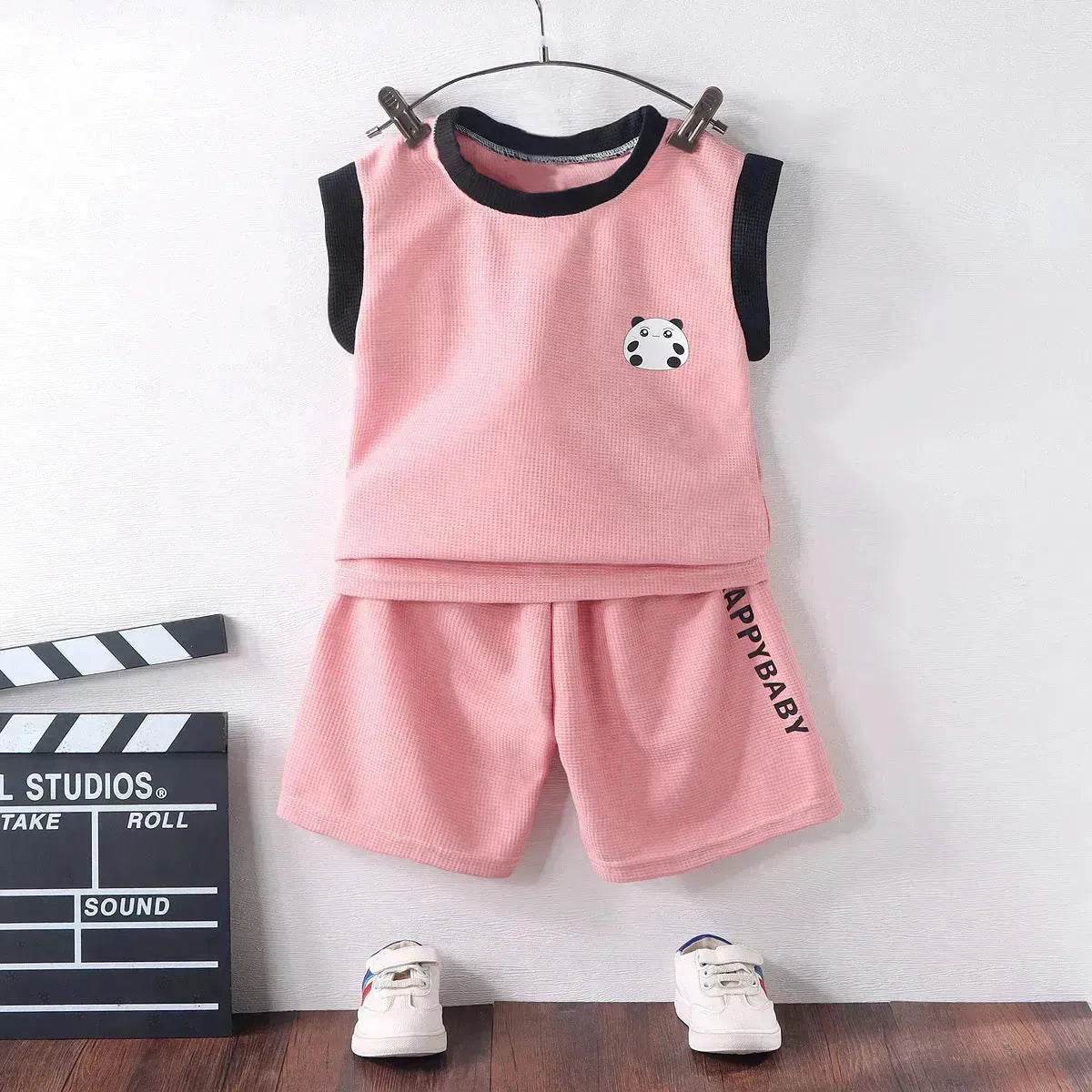 Children's Vest Suit Western Style Sleeveless Waffle two piece for boys casual wears for boys. - Velora