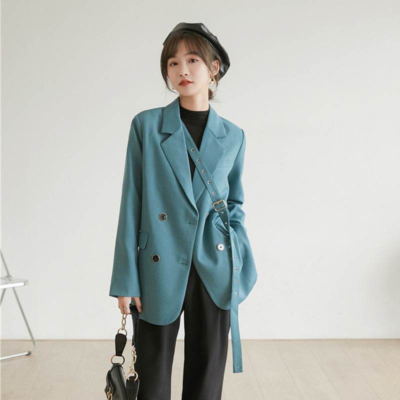 Design Niche Laced Blue Blazer Women - Velora