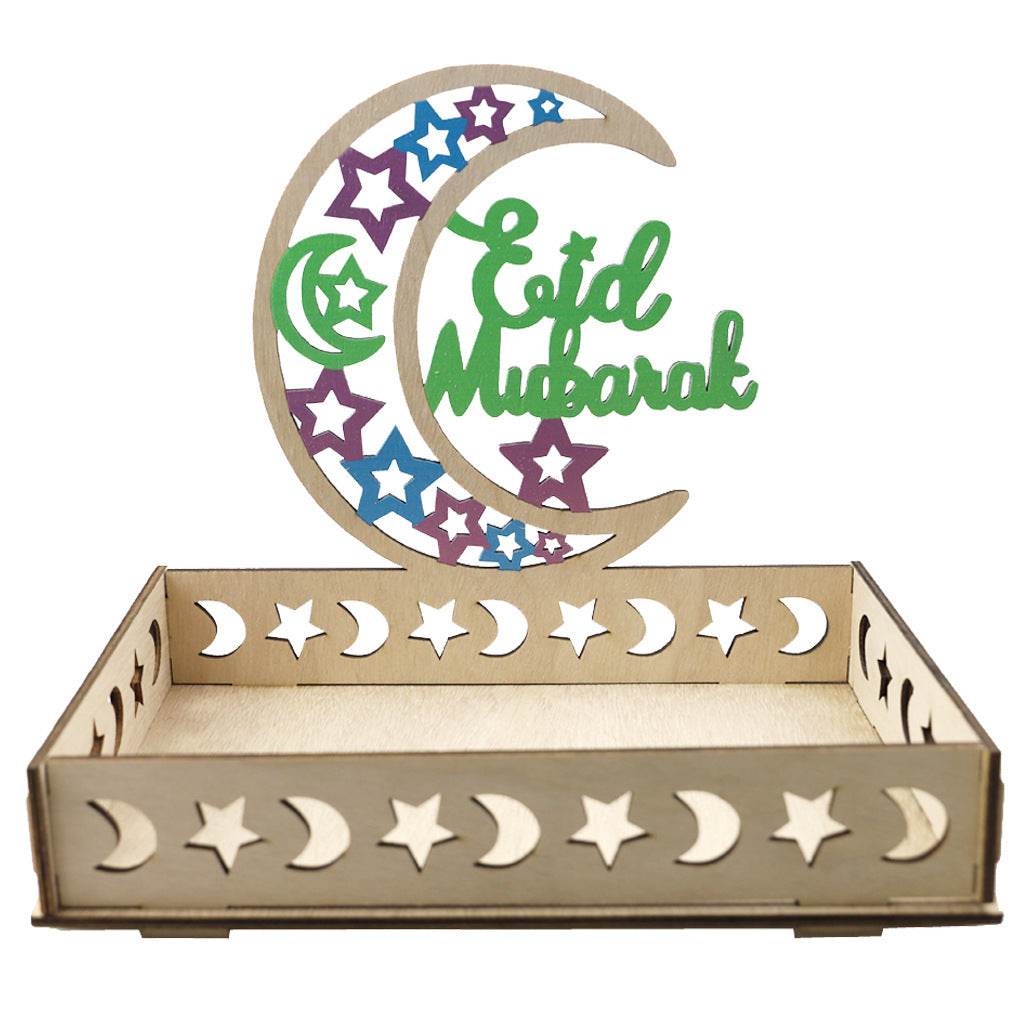 Wooden Ornament Eid Al Fitr Table Decoration coffee Tray - Velora
