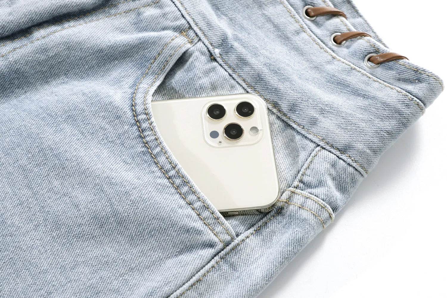 High Waisted Wide Leg Denim Shorts For Women - Velora