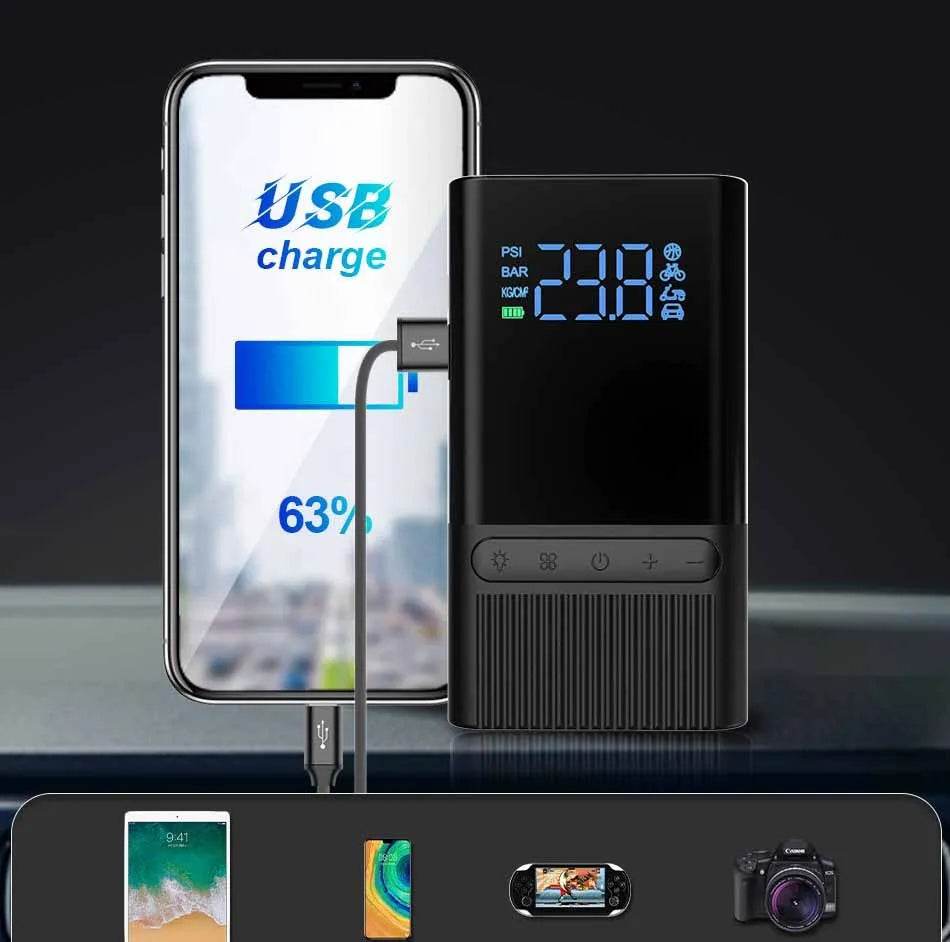 Inflatable Pump Air Compressor For Bicycle Car Boat Tire Inflator Portable Rechargeable - Velora