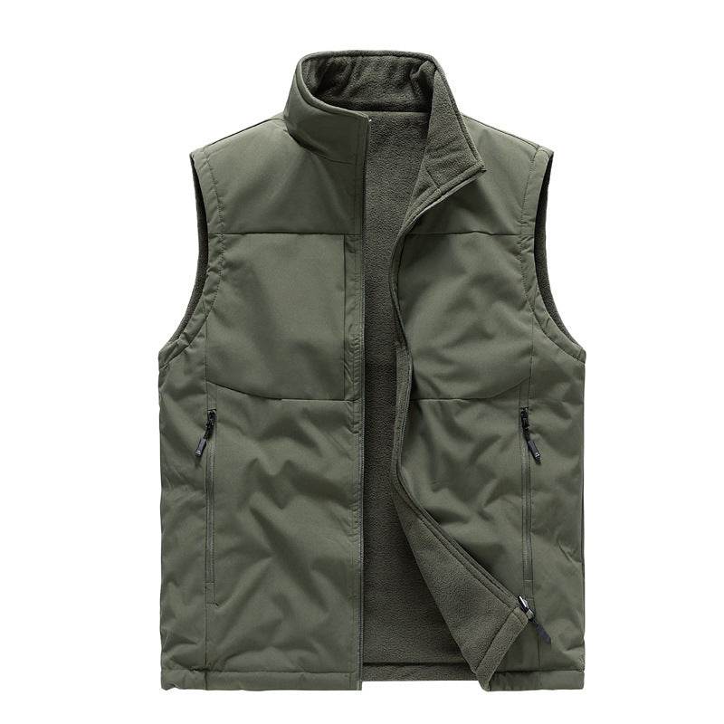 Men's Double-sided Fleece Vest Winter Warm Loose Sleeveless Tank Outdoor Workwear Vest Clothing - Velora