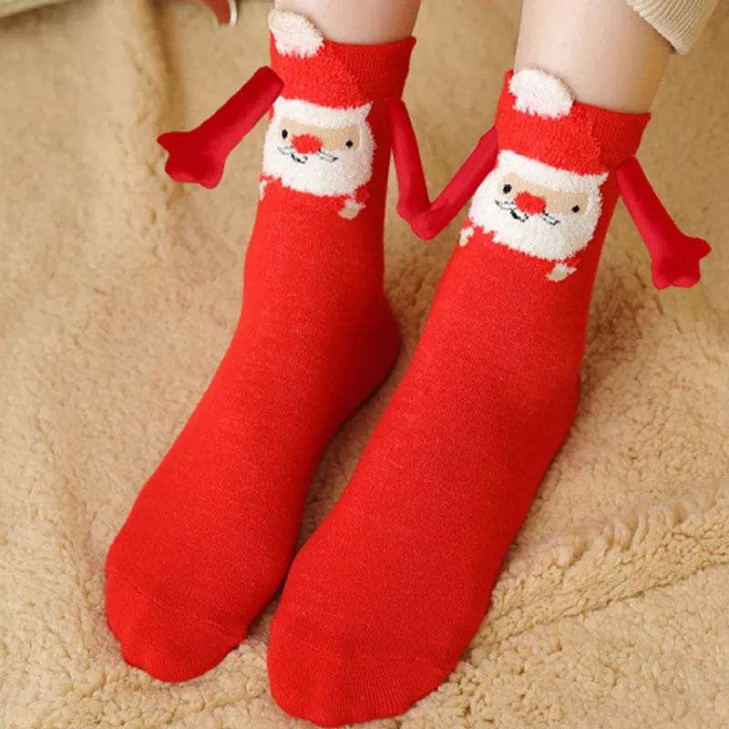 Christmas Stockings Autumn Winter Cotton Magnet Lodestone Hand Tube Socks - Velora