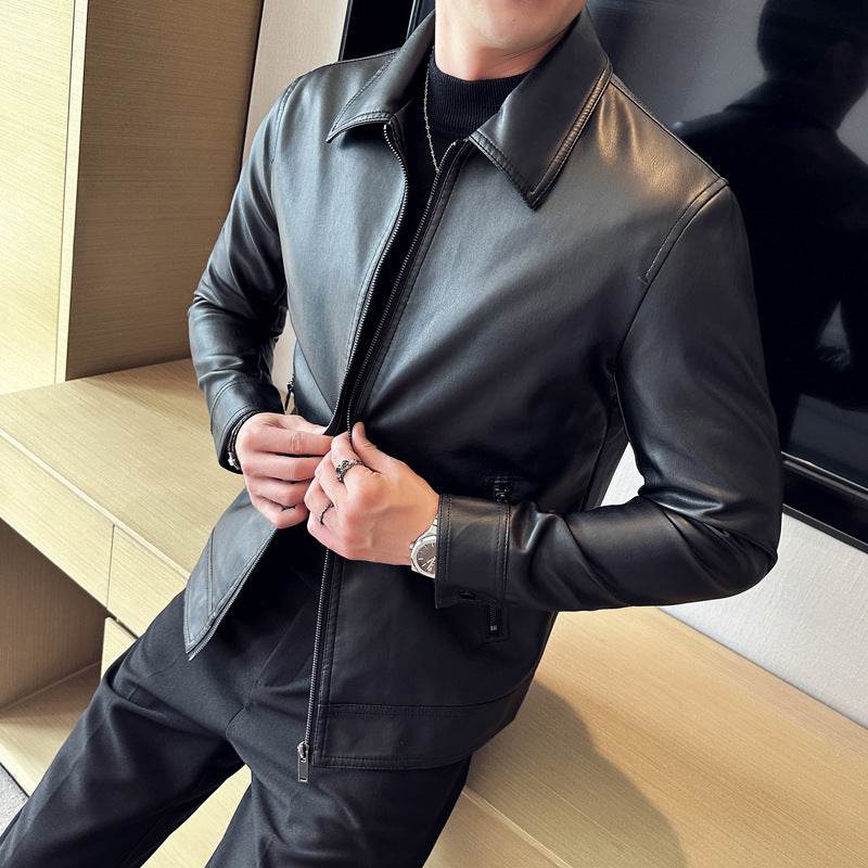 Leather Lapel Light Business Men's Jacket - Velora