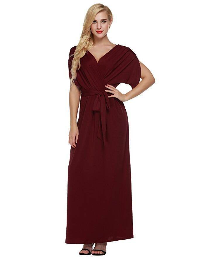 4XL Big Size Dress Elegant Women Long wrap Dresses Summer Dresses - Velora