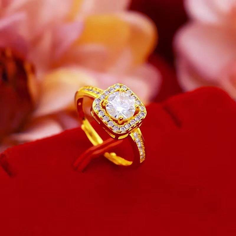 Fashion Jewelry Set Zircon Gem Pendant Chain Choker Necklace For Women Gold Color Stud Earring Statement Wedding Ring - Velora