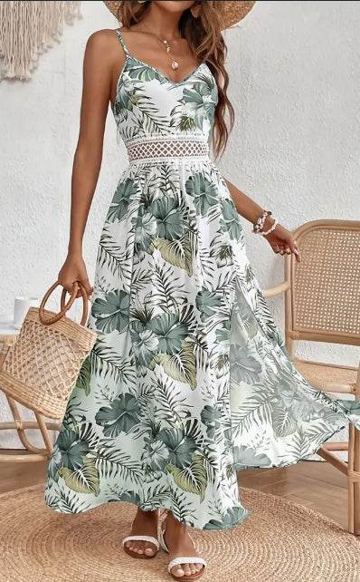Elegant Spring chic Vacation Resort floral summer maxi dress - Velora