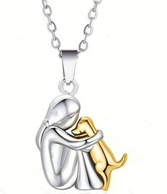 Fashion Jewelry Little Girl And Dog Hug Ear Studs - Velora