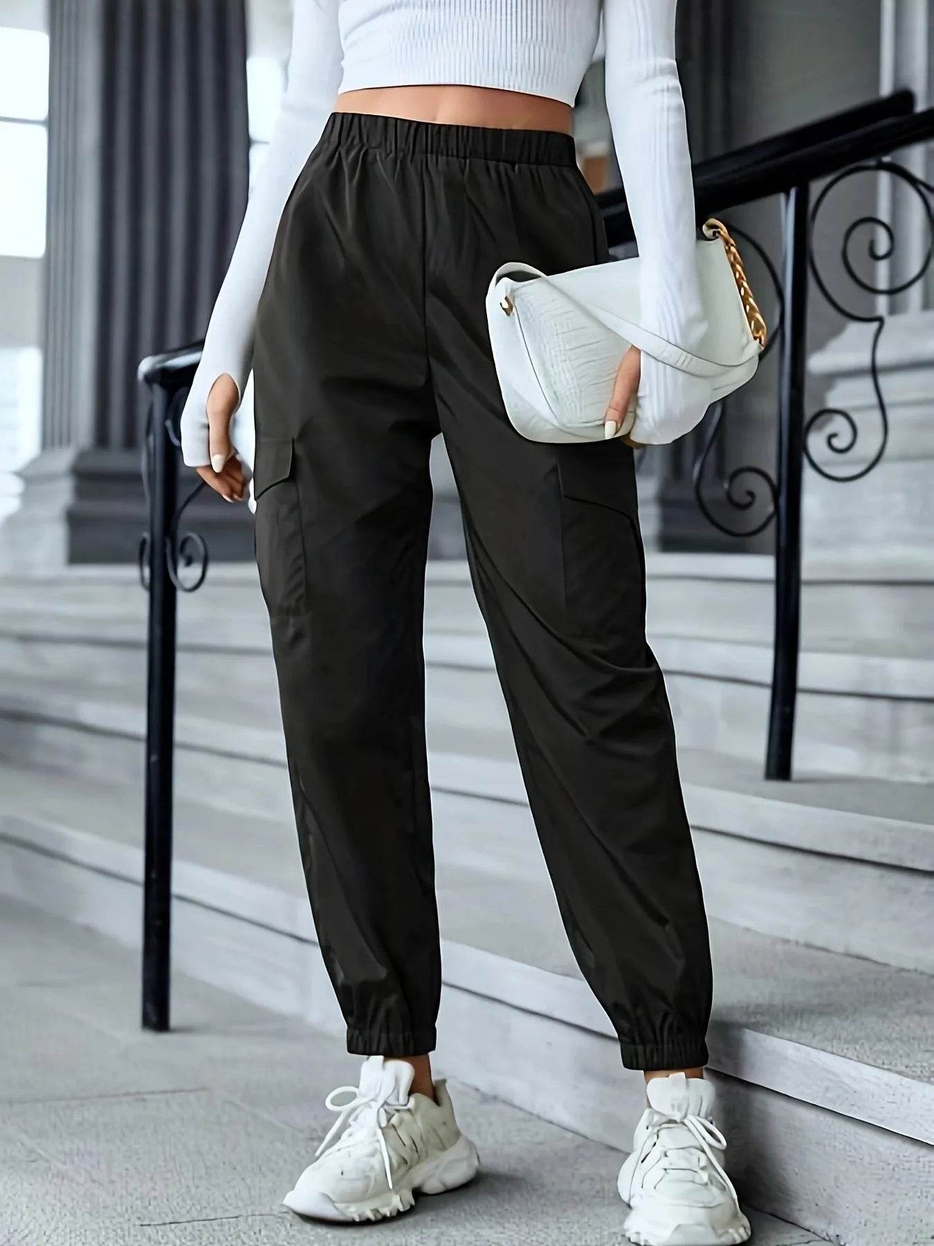 New Cargo Pants Fashion Casual Multi-pocket Elastic Waist Pencil Pants For Women - Velora