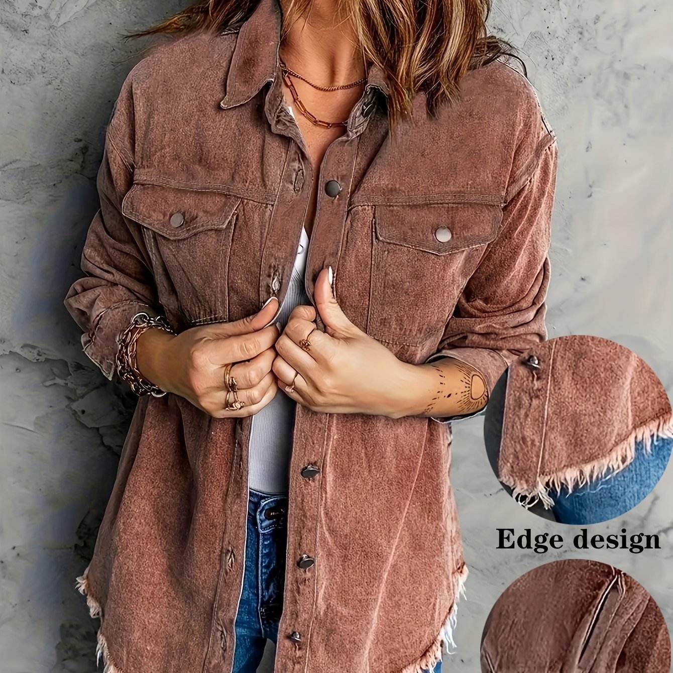 Denim Jacket – Retro Washed Casual Style for Women