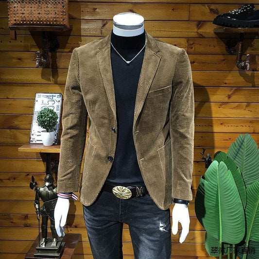Corduroy Suit Men's Business Slim Fit Casual Small Suit - Velora