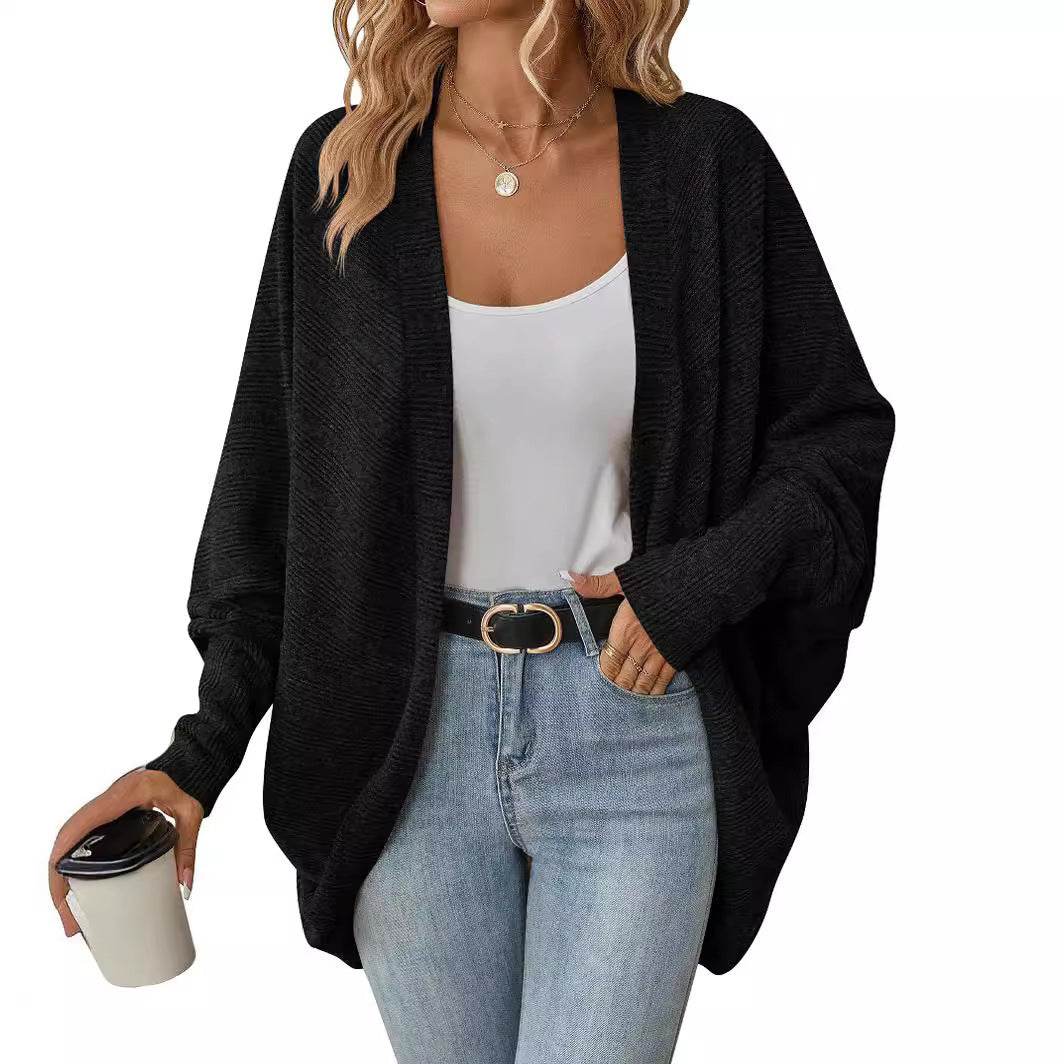 Women's Fashionable Batwing Sleeve Cardigan Loose Knitted Coat - Velora