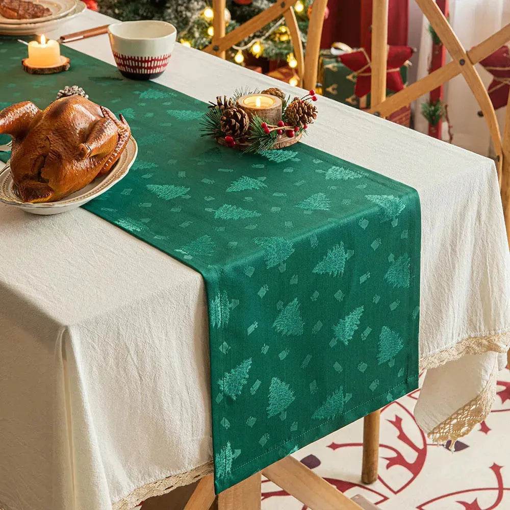 Christmas Table Runner Dark Jacquard Dining Table - Velora