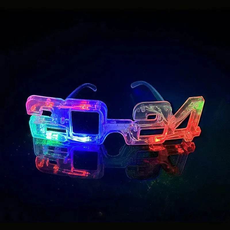 LED Glowing New Year Glasses 2024 Glitter Glasses For Party Evening Decoration - Velora
