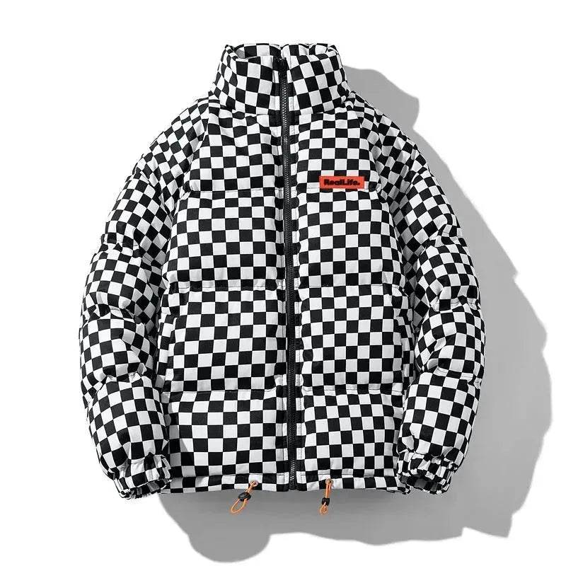 New Fall Winter Checkered Cotton padded Down Puffer Jacket men - Velora