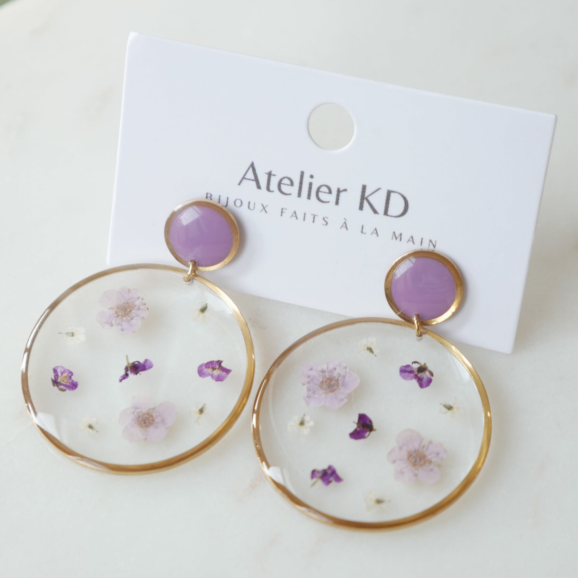 Boucles d'oreilles Duo Violet - Léa - 35mm - Velora