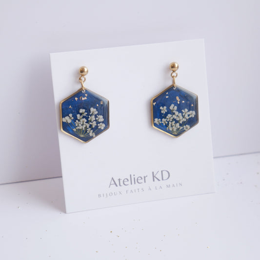 Boucles d'oreilles Céleste - fleurs de carottes- hexa 20mm - Velora