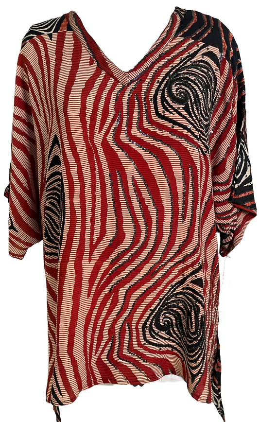 PRC6467 Avatar Pure Silk Long Tunic with Side Ties - Velora