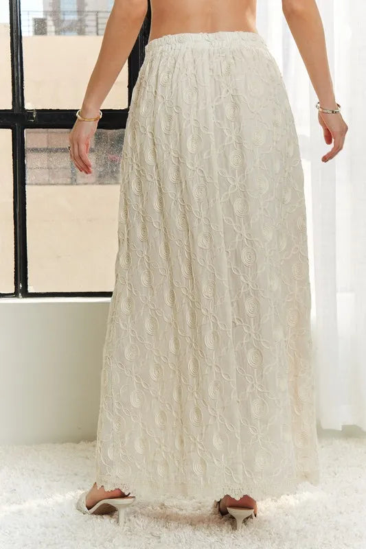 ADORA Elastic Waist Applique Maxi Skirt - Velora Luxury Fashion